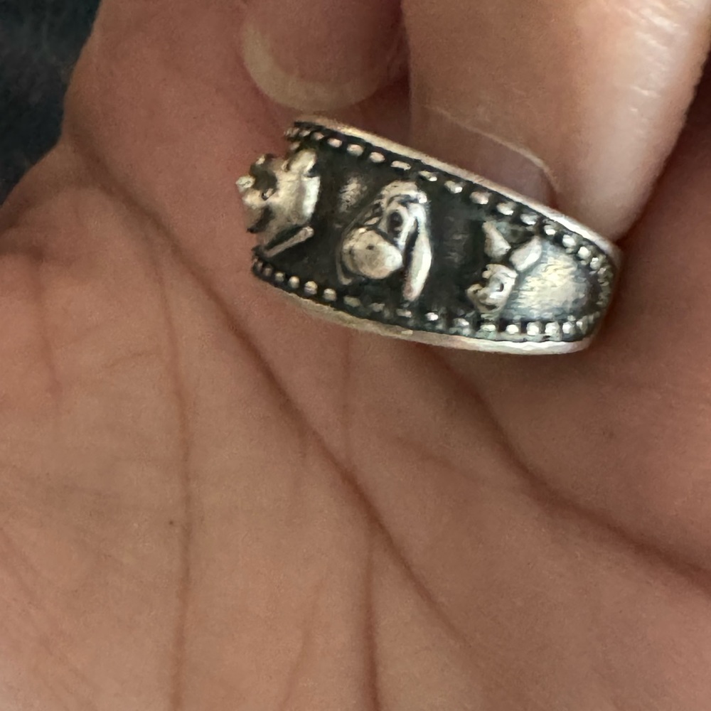 Vintage Disney Winnie the Pooh Ring Size 5.5 Tigger Eeyore Piglet Roo 925 Silver
